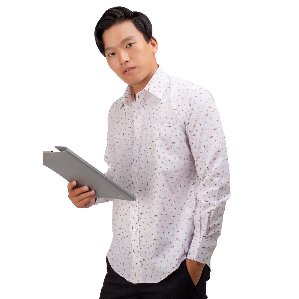 Áo sơ mi nam họa tiết dài tay Amazing, hoa văn hình học lạ mắt, form suông, vạt bầu, chất liệu nhập khẩu India