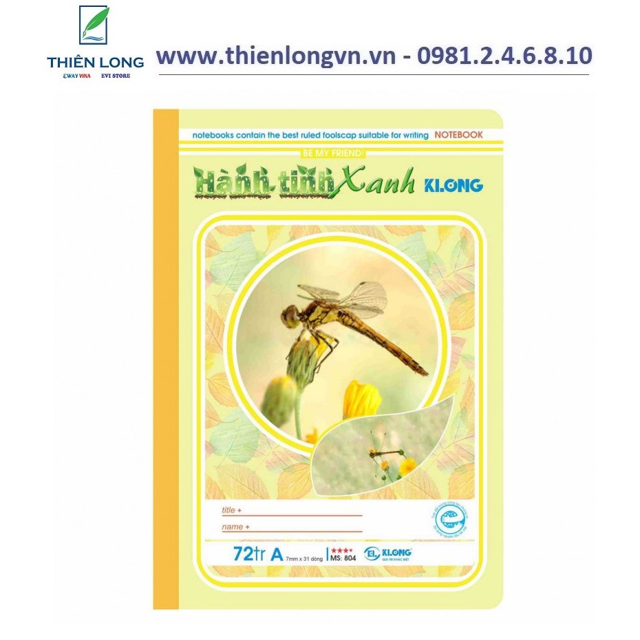 Vở kẻ ngang Hành tinh xanh 72 trang Klong 804