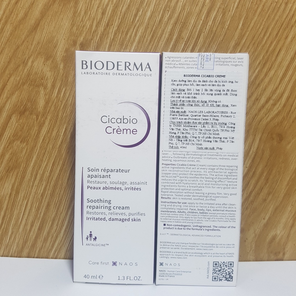 Bioderma Cicabio Crème Kem Dưỡng Phục Hồi Da Tổn Thương Tím / Xanh Chính hãng