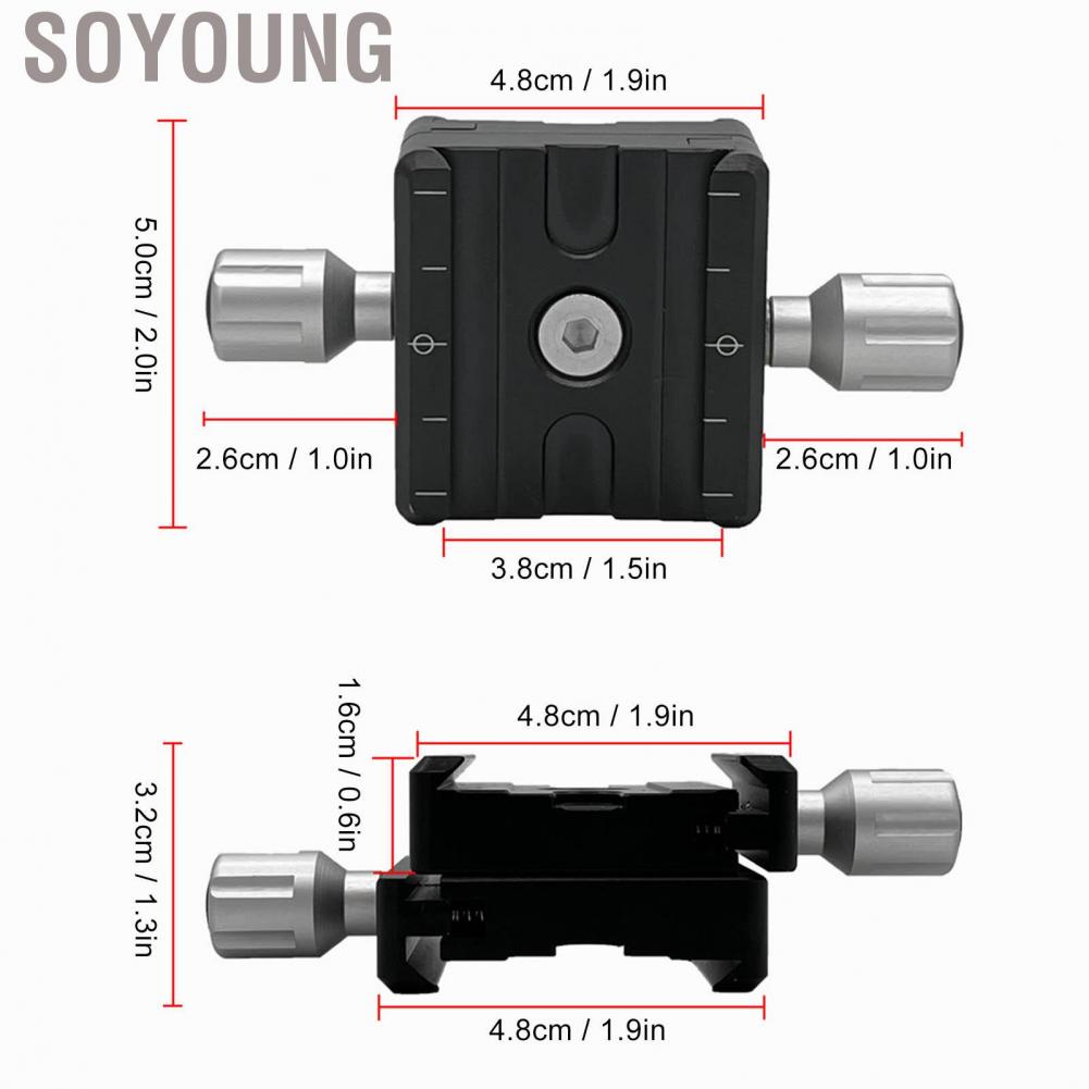 Soyoung Quick Release Plate Mount Adapter Clamp Tripod Head Two Way Type For