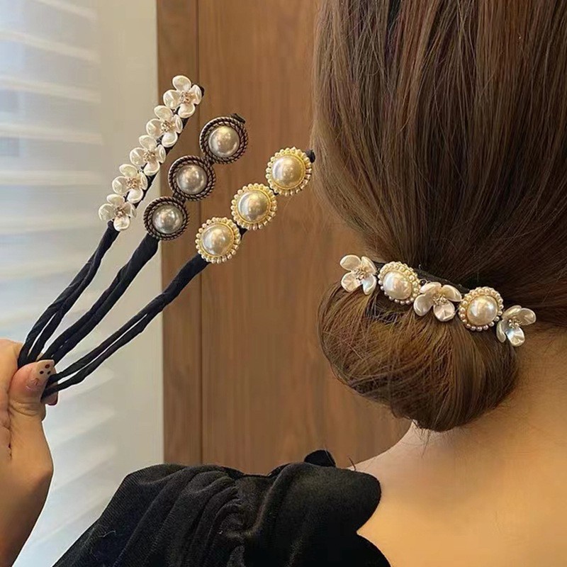 Kẹp tóc hình bông hoa đính ngọc trai phong cách Hàn Quốc F109