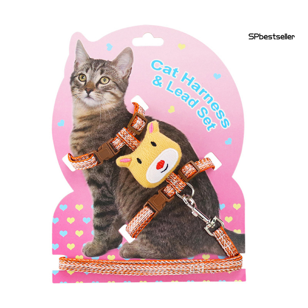 Dây đai dắt mèo thú cưng đi dạo họa tiết đáng yêu
