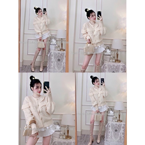 [ÁO CADIGAN] Áo Cardigan Nữ Tay Bồng Sợi Đan, Áo Choàng Thu Đông Len Dày | BigBuy360 - bigbuy360.vn