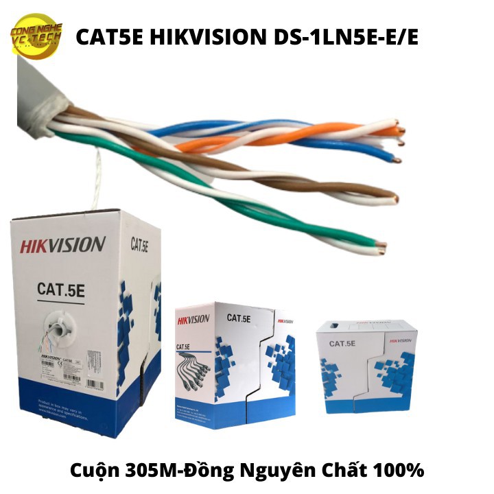 Cáp mạng chuyên dụng CAT5 Hikvision DS-1LN5E-E/E  (chính hãng Hikvision Việt Nam)