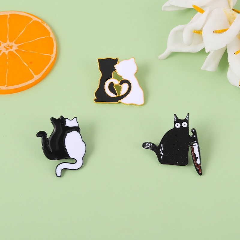 Ghim cài áo qihe jewelry hình mèo hoạt hình tráng men 3 kiểu dáng làm quà tặng cho bạn bè