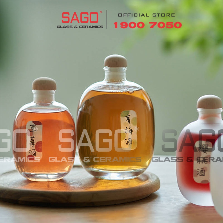 Bình Ngâm Rượu Thủy Tinh Bầu Nút Ấn 100ml , 250ml , 500ml | Tùy Chọn Dung tích
