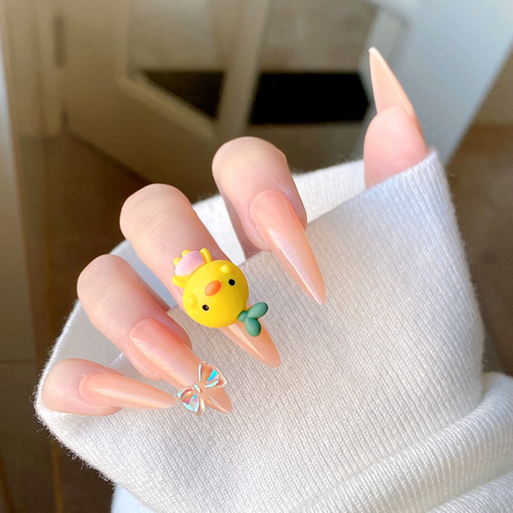 YADORNOS Set 24 Móng Tay Giả Thắt Nơ Có Thể Tháo Rời