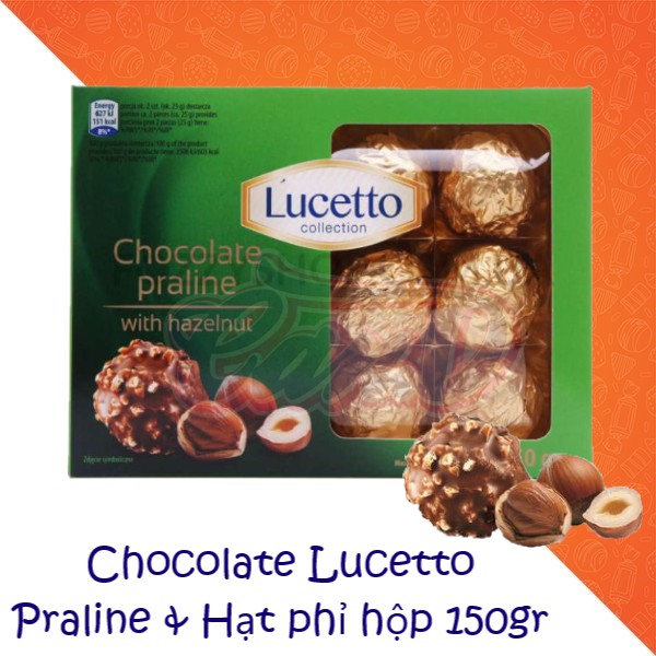 Chocolate Lucetto Praline & Hạt phỉ hộp 150gr