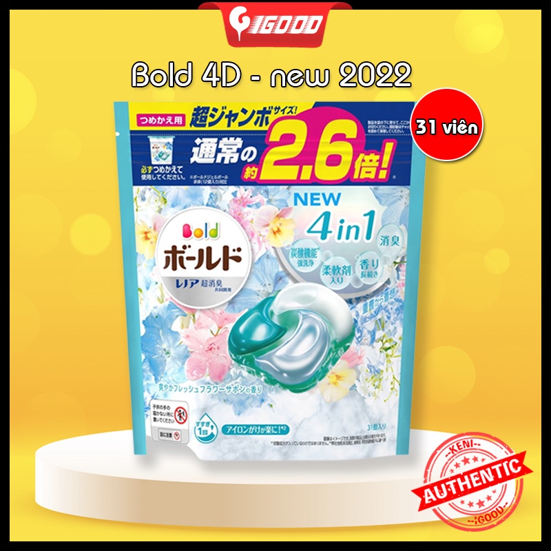 Túi viên giặt Bold 4D Nhật Bản 31 viên/39 viên