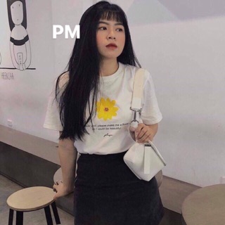 🏵 áo thun tay lỡ hoa cúc trắng