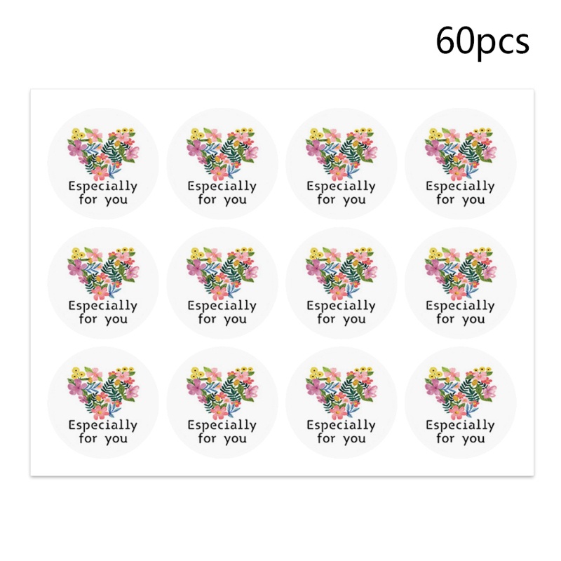 Set 60 Tờ 720 Miếng Dán Hình Tròn In Chữ Thank You Nhiều Màu Sắc Trang Trí Phong Bì