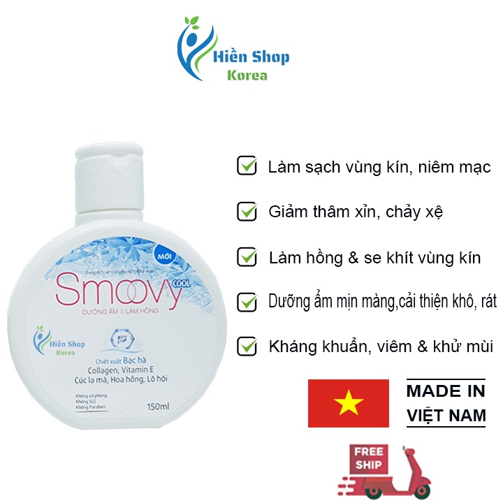 Dung dịch vệ sinh phụ nữ Smoovy dưỡng ẩm và làm hồng làm sạch giảm thâm xỉn, chảy xệ và se khít