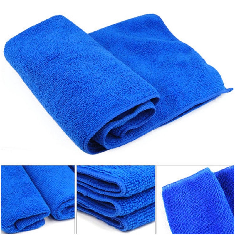 10 Pcs/ Set 30*30cm Blue Large Microfibre Cleaning Car Detailing Soft Cloth Wash Towel Duster