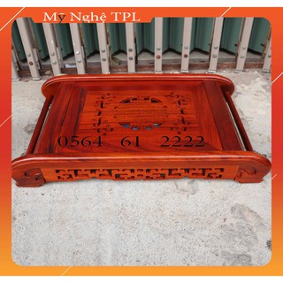 Khay trà cuốn thư chân cuốn gỗ hương cao cấp sang trọng
