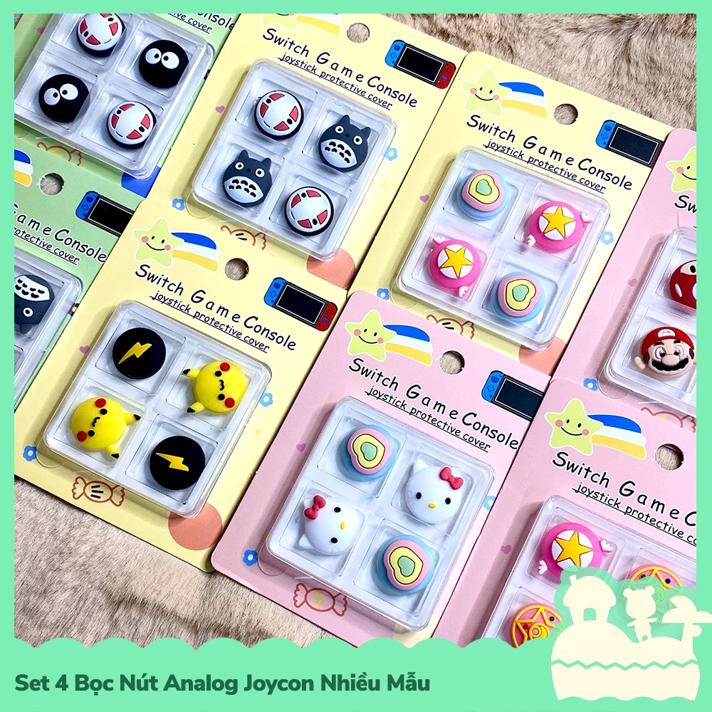 [Sẵn VN] Set 4 Nút Bọc Analog Joycon Cho Máy Game Nintendo Switch / Switch Lite Phong Cách Nhật Bản Nhiều Mẫu
