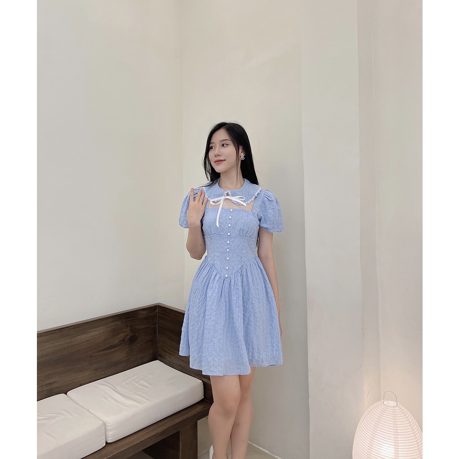 BBSTORE'S Đầm Xòe Cổ Sen Tay Phồng Dự Tiệc -D1113