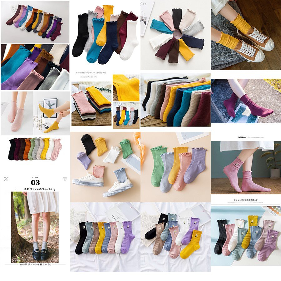 Set 5 đôi tất cổ cao Mivino vớ nam nữ thể thao hàn quốc in chữ cực ngầu