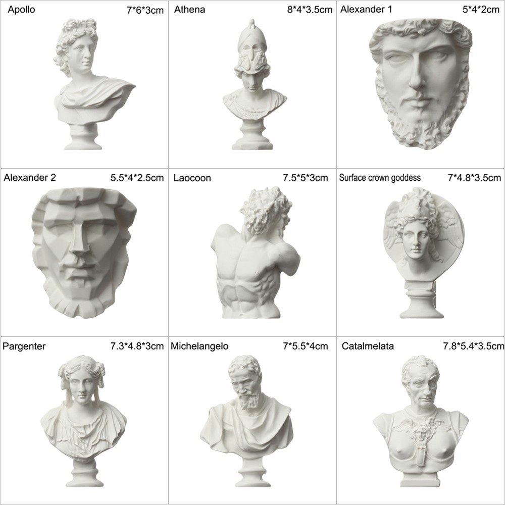 JUNE Nordic Plaster Statue Desktop Ornament Famous Sculpture Gypsum Bust Portraits Celebrities Home Decor Drawing Practice Mini Figurine Crafts Greek Mythology