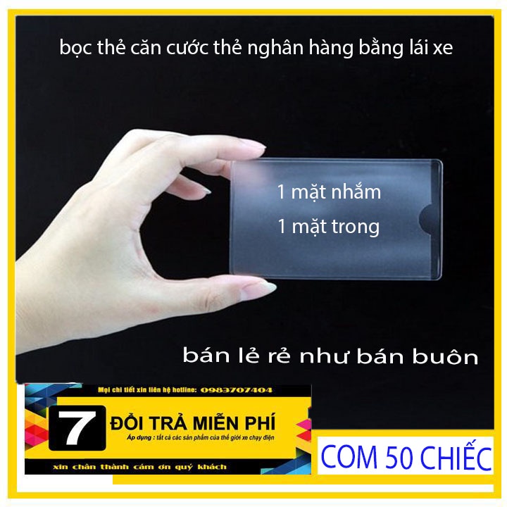 50 túi Vỏ bọc thẻ atm, bao túi đựng thẻ sinh viên, nhân viên, học sinh, name card, card visit, CMND, căn cước công dân,