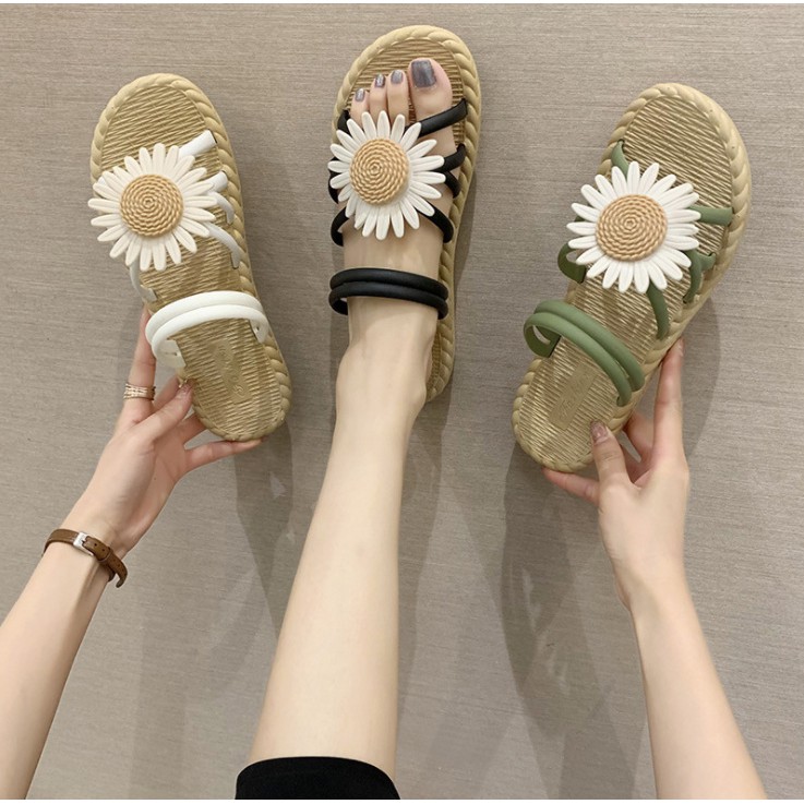 Dép Hoa Cúc,Dép Nhựa Xịn, Dép Nữ, Dép Quai Ngang, Dép Lê Sandal Hoa Daisy- DTMStore