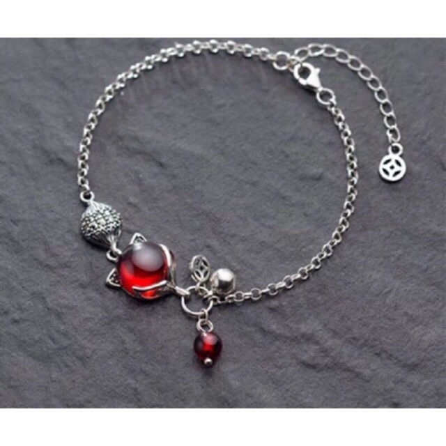 Lắc tay dây mềm hồ ly nhiều màu bạc thật