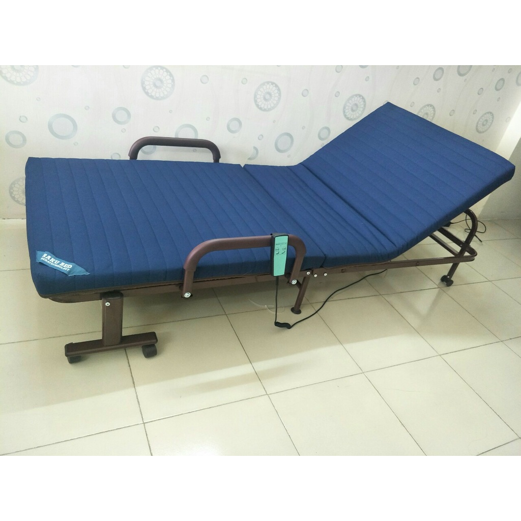 Giường gấp Hàn Quốc RAKU BED rộng 1.2m dài 1,9m _ Giường gấp đơn có 2 màu màu xanh và màu nâu- Bảo hành 12 tháng