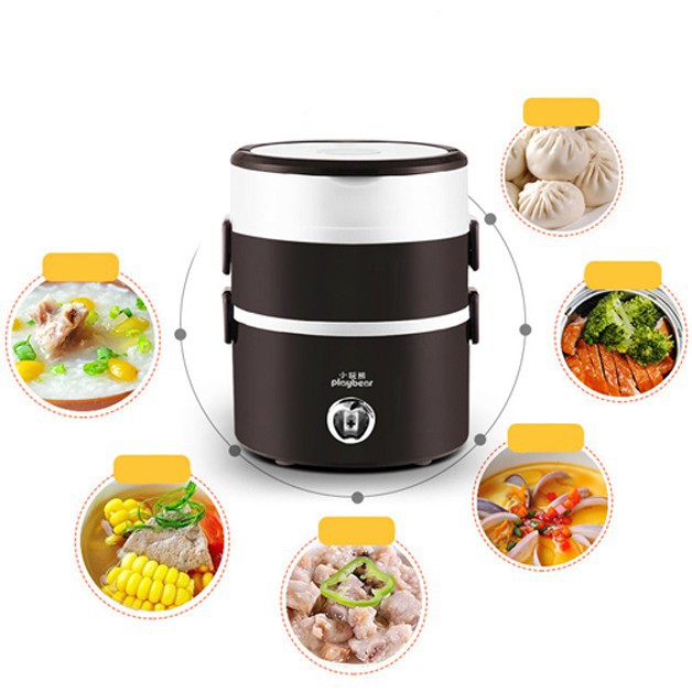 Hộp Cơm 💖 Hộp Cắm Điện Ruột Inox 304 3 Tầng, Hộp cơm Văn phòng cắm điện inox 3 tầng,Hâm nóng,Cà mèn đựng cơm. | BigBuy360 - bigbuy360.vn