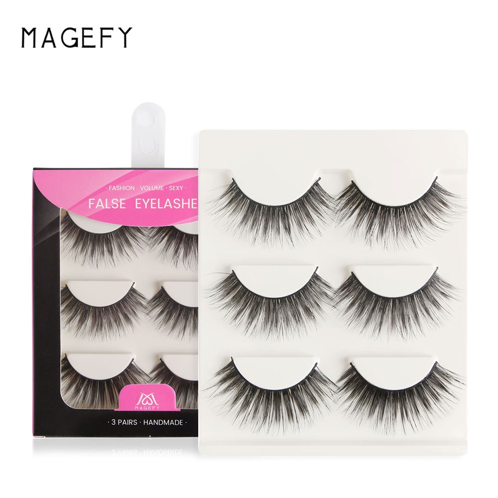 Lông mi giả MAGEFY 3D dài hơn tự nhiên 3 cặp lông mi