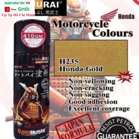 Sơn Xịt Samurai Màu Vàng Đồng Honda - Mã H235 Chai Xịt Sơn Chính Hãng Màu Vàng Đồng