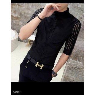 Áo sơ mi nam phối ren, tay lỡ