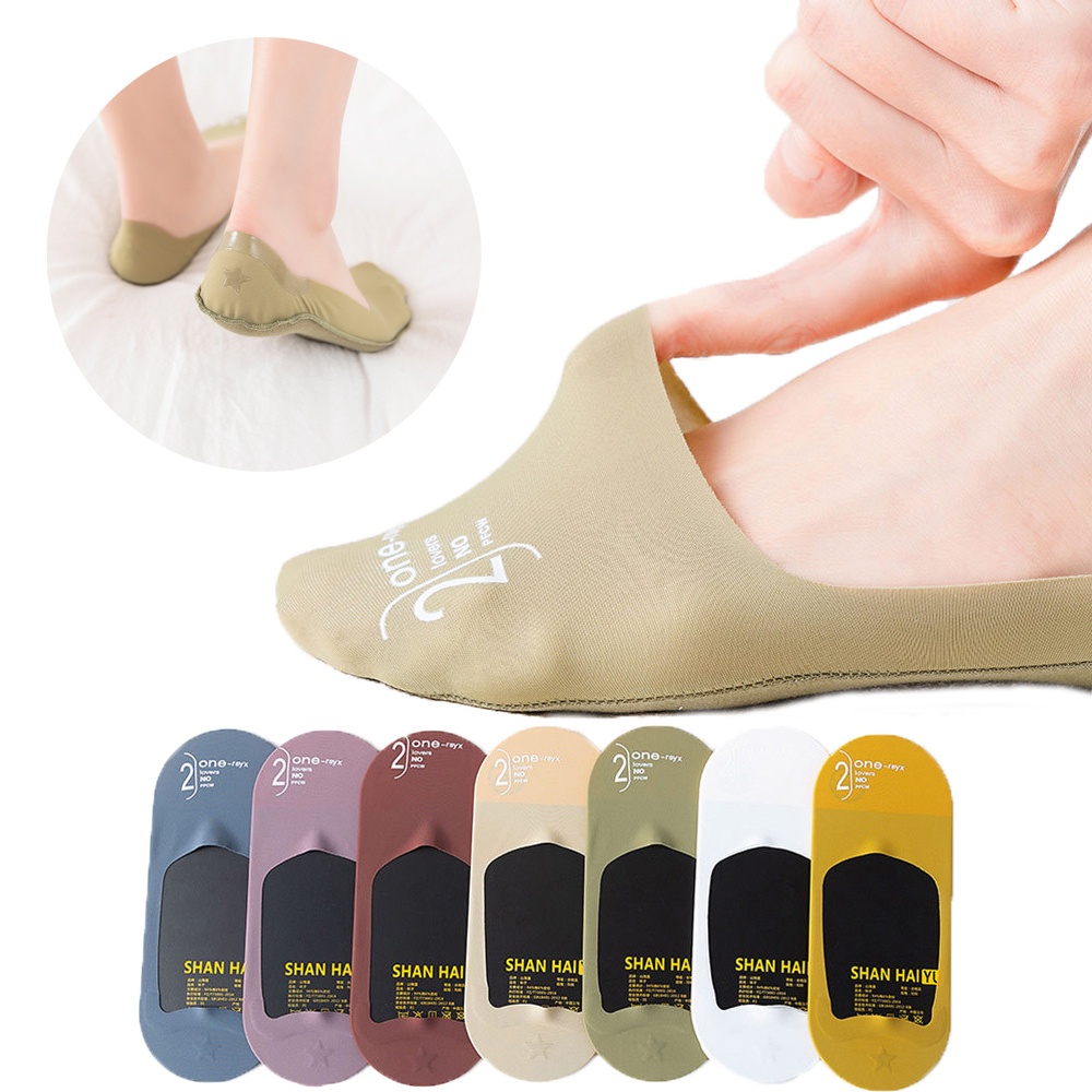 Vớ Lụa Lạnh Mỏng Màu Trơn Không Trượt Thoáng Khí Thoải Mái Phong Cách Hàn Quốc Cho Nữ