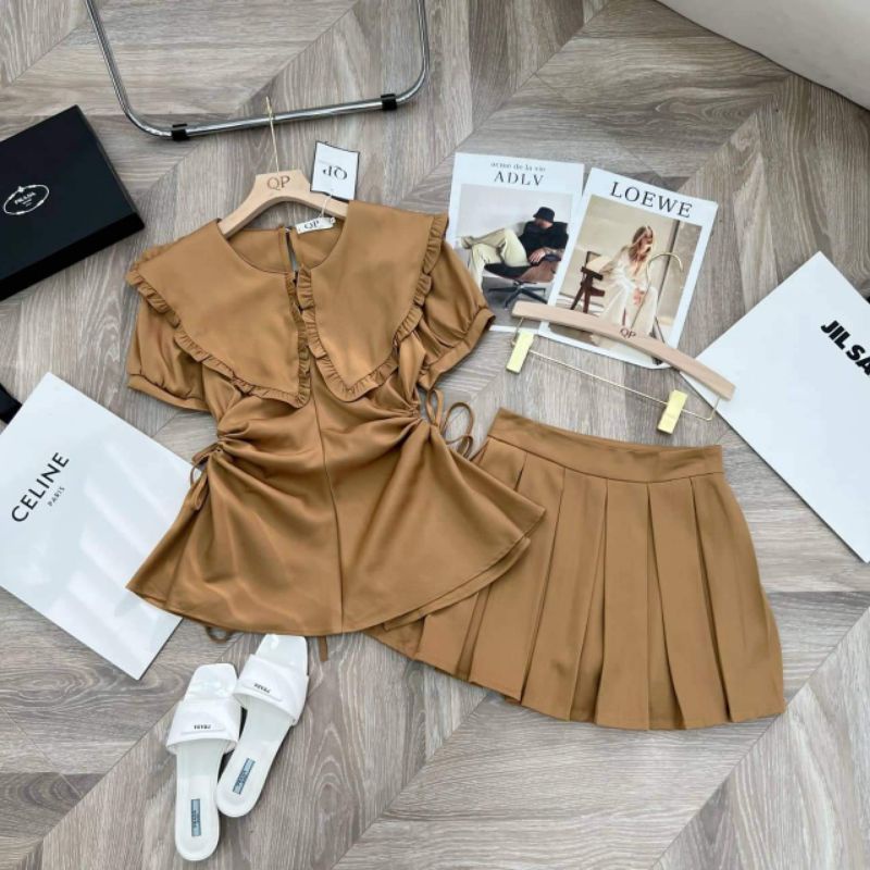 SÉT ÁO NHÚN EO KÈM CHÂN VÁY