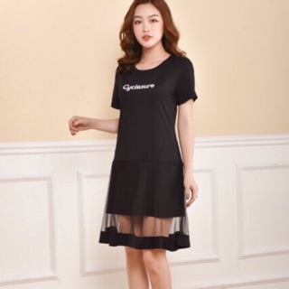 Váy đầm cotton phối voan dáng suông cực đẹp