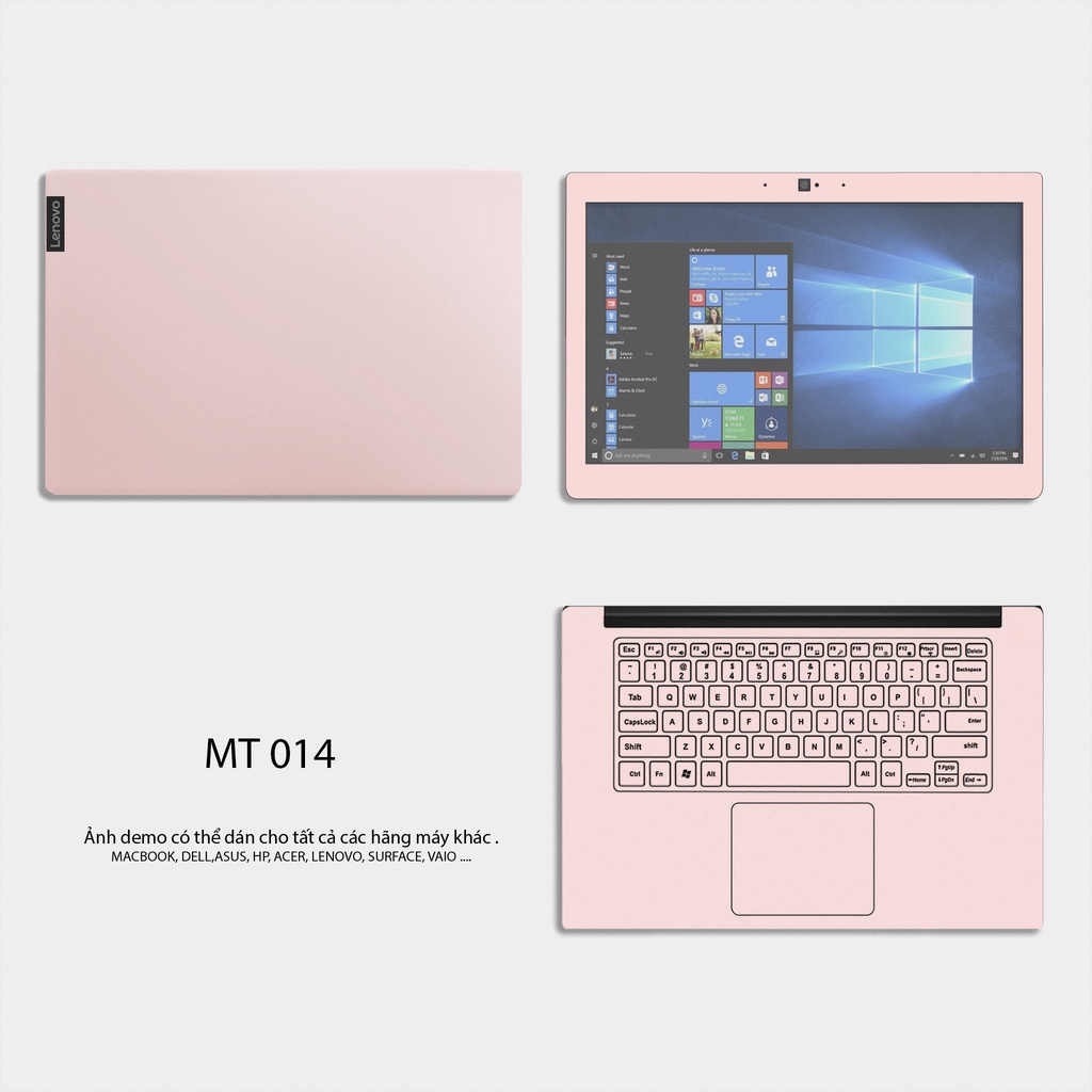 Skin Dán Laptop 5 Màu Hồng Trơn - Miếng Dán Laptop Cắt Sẵn Theo Từng Model Máy