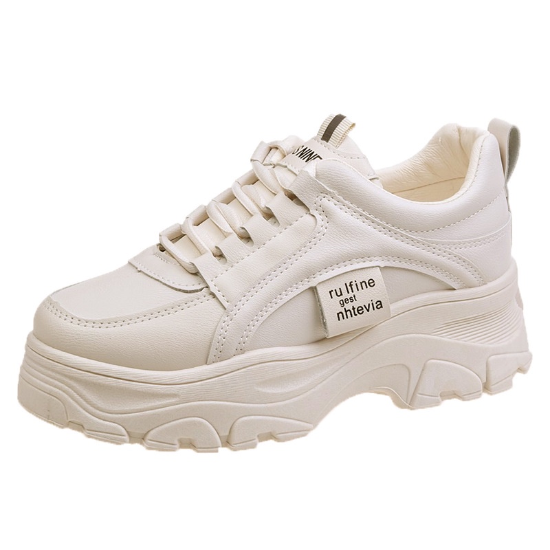 Giày thể thao nữ độn đế, sneaker nữ trắng be cao cấp hot 2022 phong cách Hàn quốc Topshoes size 36-40 (011)