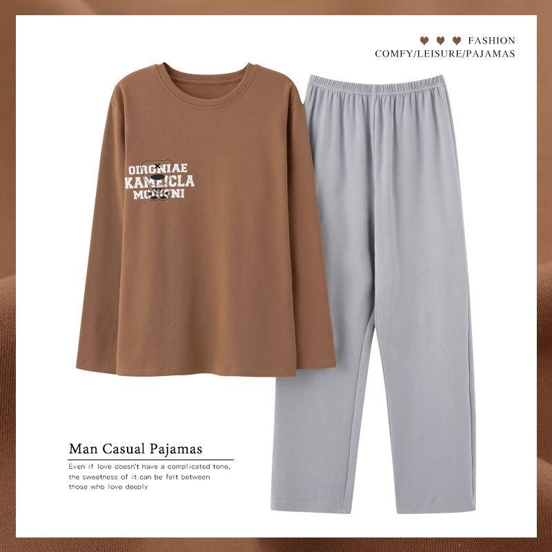 Bộ Đồ Ngủ Tay Dài Vải Cotton Cỡ Lớn In Hoạt Hình Thời Trang Xuân Thu Cho Nam