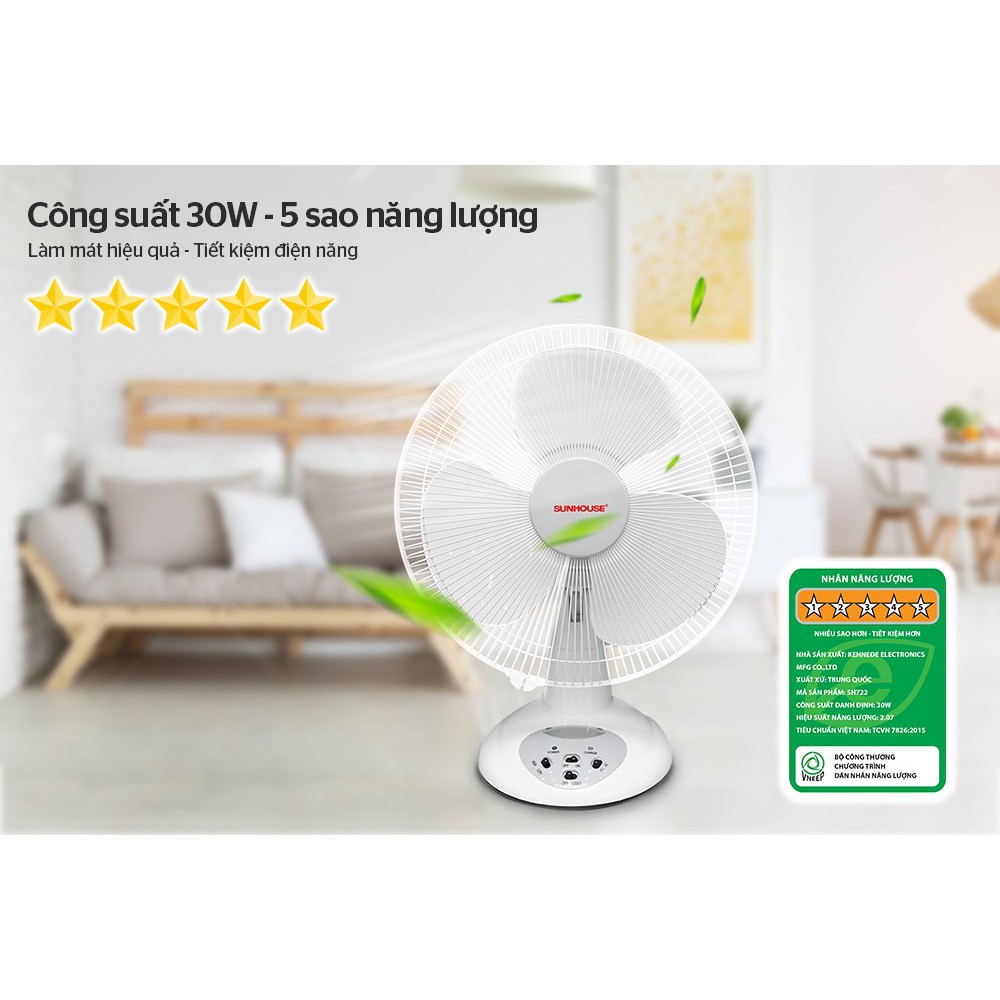 Quạt tích điện Sunhouse SH722 - Bảo hành Chính hãng