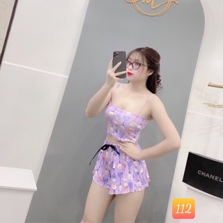 Set đồ ngủ nhún bèo Lolita tím hình thú Rozmoda ROZSET01