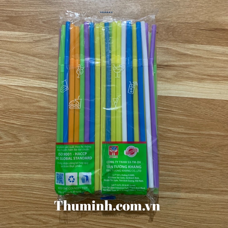 Ống Hút Màu Cong Gập Đầu Bịch 80 Cái