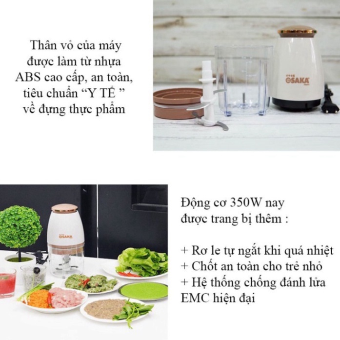 Máy xay sinh tố, xay thịt, cá, đá đa di năng chính hãng Osaka hàng chuẩn loại 1