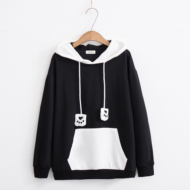 Áo Khoác Nỉ Hoodie Hình Thỏ Ngộ Nghĩnh Dây Rút Chân Cún Cực Kì Dễ Thương