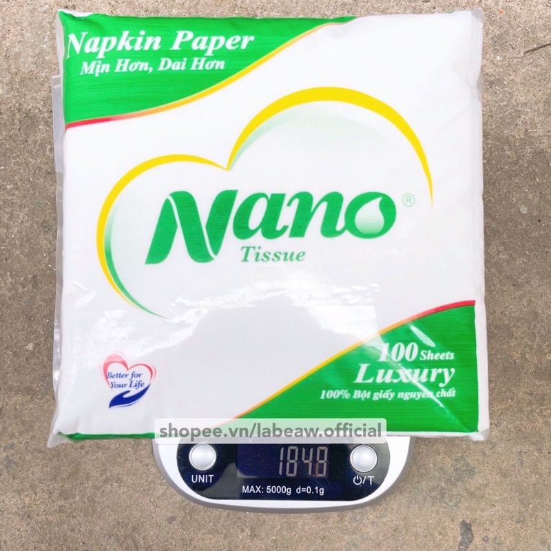 Khăn giấy ăn NANO vuông lớn 100 tờ mềm mịn không rách nước (xịn hơn khăn giấy ăn Pulppy)