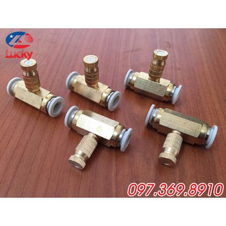 Set 5 béc phun sương Đài Loan chất liệu đồng bao gồm măng sông và đầu béc phun