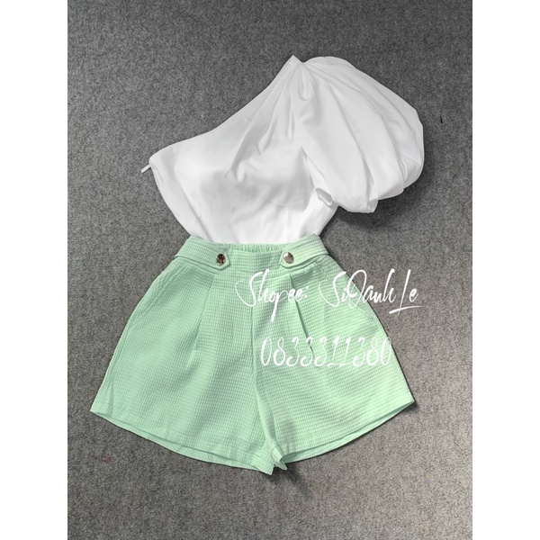 Áo croptop lệch vai tay phồng A341