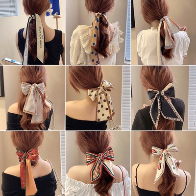 Dây ruy băng in chữ làm băng đô/ dây buộc tóc thời trang cho nữ