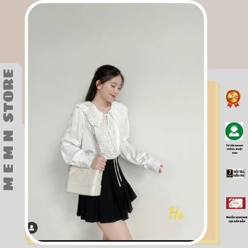 Sơ mi xếp li cổ lịch sự, nhẹ nhàng MEMN 955