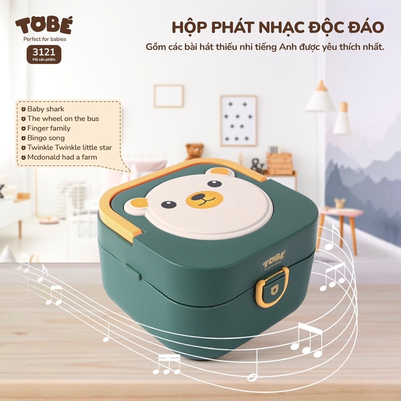 Bộ Xúc Xắc Gặm Nướu ToBé 10 Chi Tiết Hộp Gấu Phát Nhạc Có Đèn An Toàn Cho Bé XX24