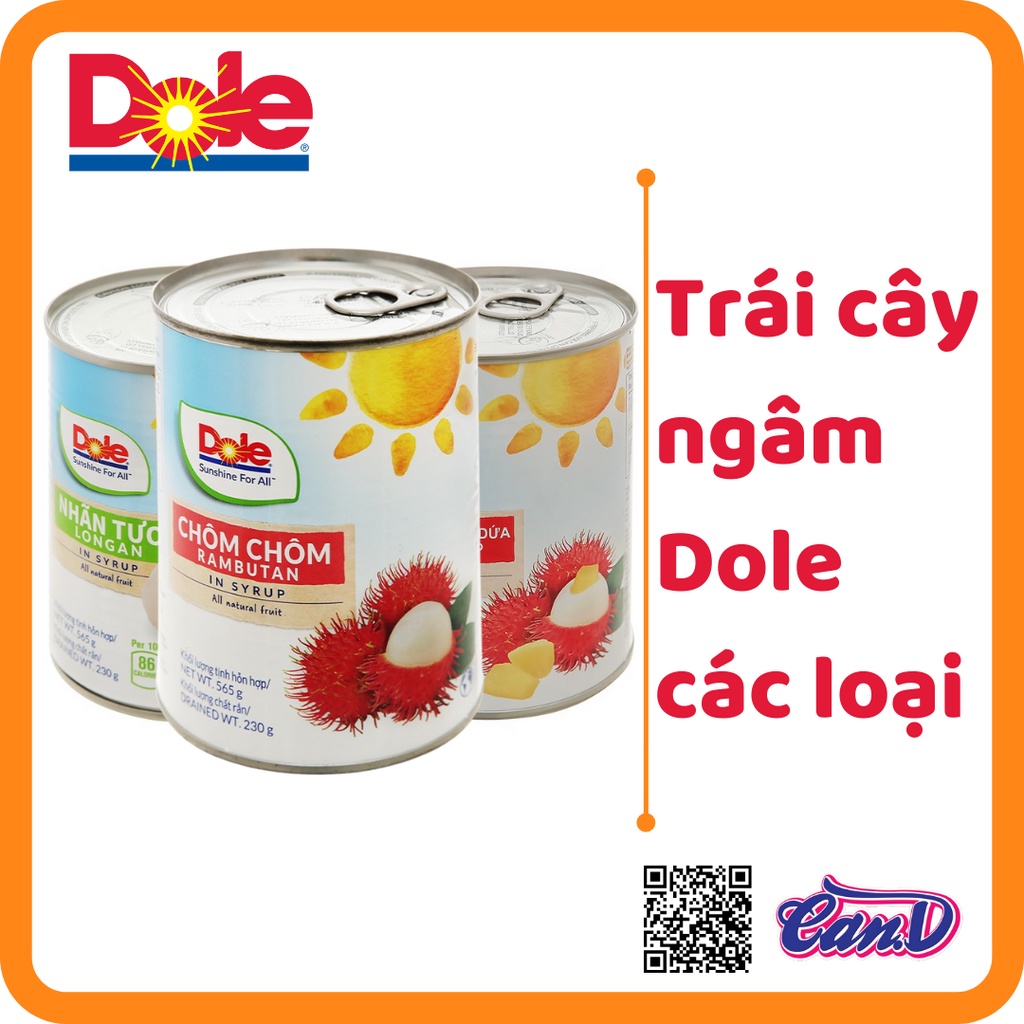(7 loại) Trái cây ngâm Dole các loại (Vải, Dứa, Đào, Cocktail,...)