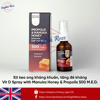Xịt keo ong và mật ong manuka kháng khuẩn tăng đề kháng propolis 500 m.e.d 20ml
