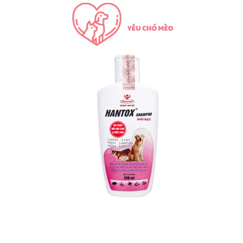 Sữa tắm cho chó mèo Hantox 200ml - Sữa tắm trị ve, rận, bọ chét, ký sinh trùng, ghẻ ngứa